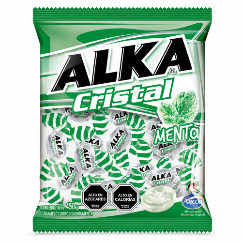 Alka cristal menta bolsa 450 gramos.