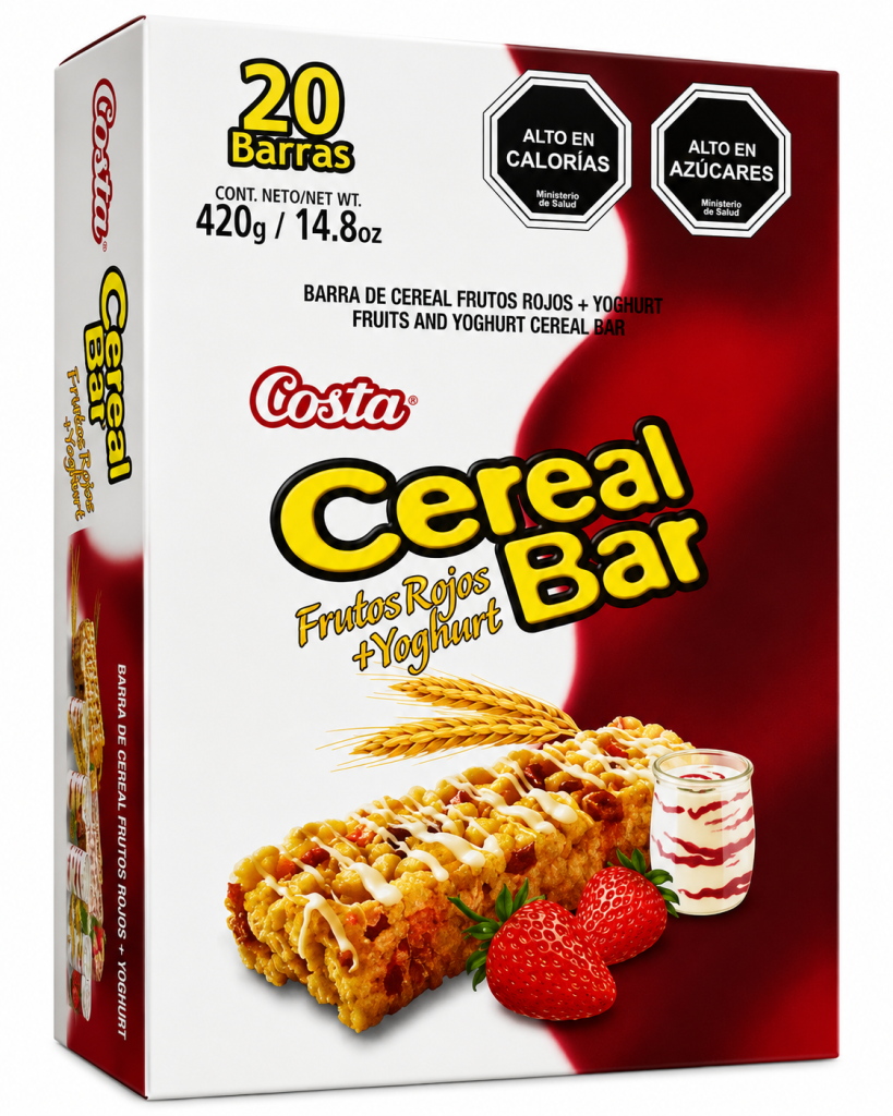 Barra Cereal Bar Frutos Rojos y Yoghurt Caja 20 Unidades