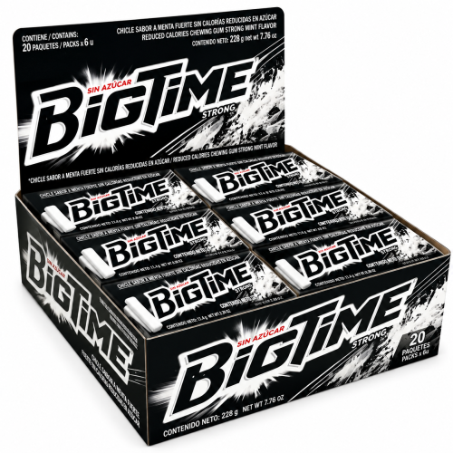 Chicle Bigtime Strong Display 20 Unidades