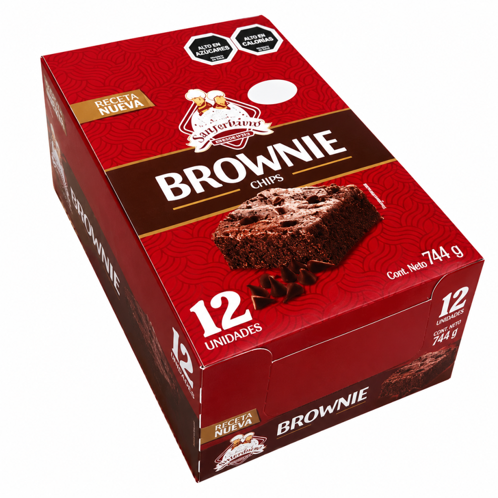 Brownie chips caja 12 unidades.