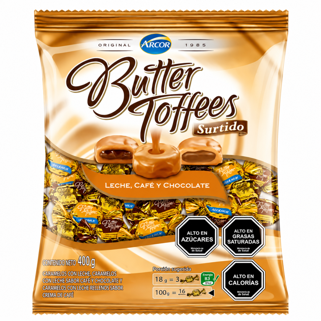 Butter toffees bolsa surtido 400 gramos.