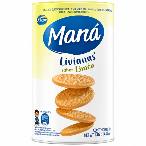Galleta maná limón 136 gramos.