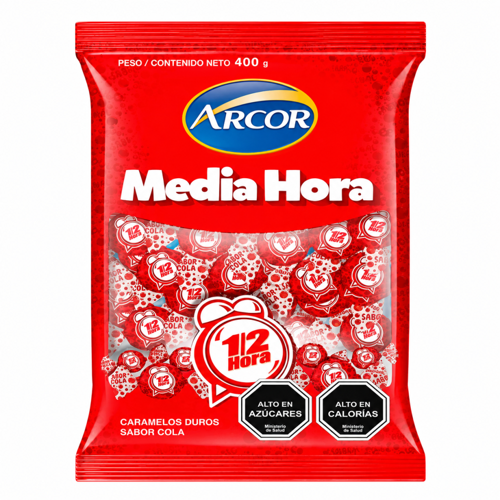 Caramelos media hora bolsa 100 unidades.