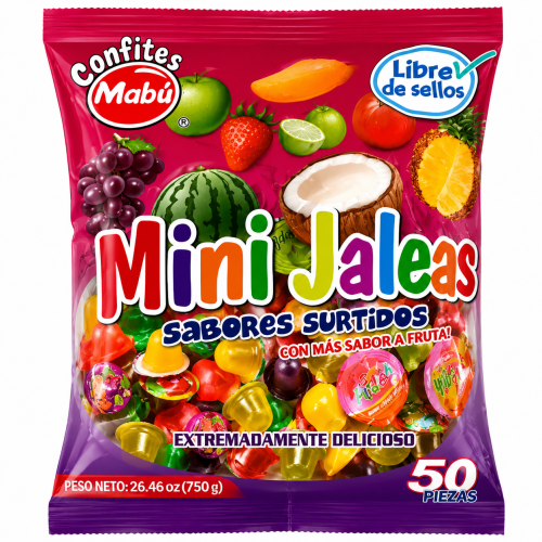 Mini Jalea Sabores Frutales Bolsa 50 Unidades