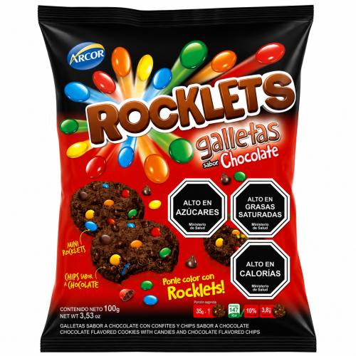 Galletas rocklets chocolate 100 gramos.