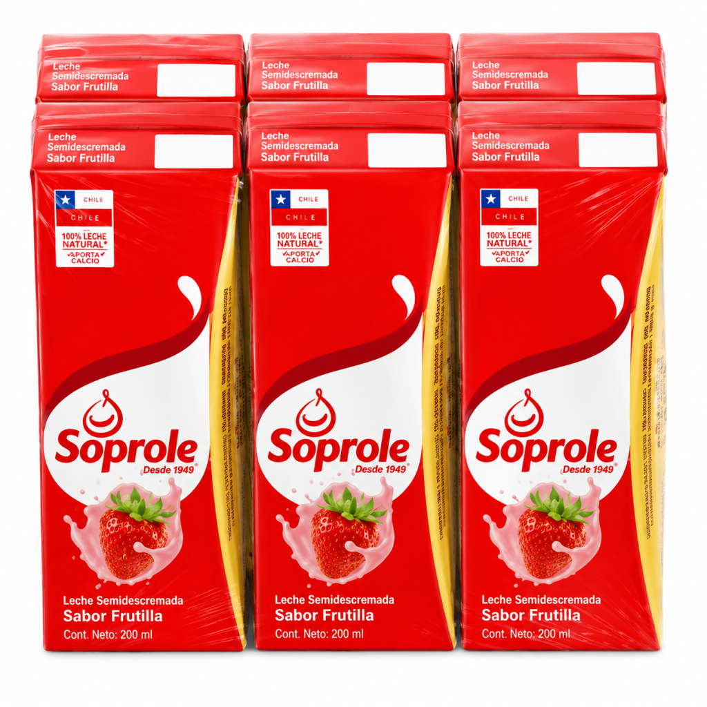 Leche frutilla pack 6 unidades.