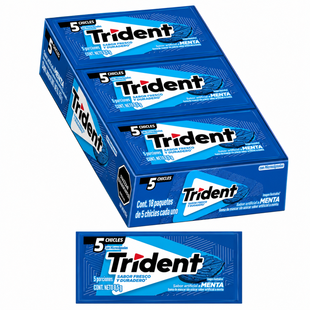 Chicle Trident Menta Display 18 Unidades