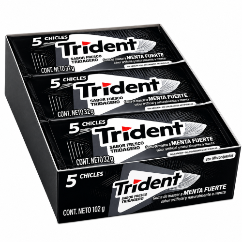 Chicle Trident Menta Fuerte Display 18 Unidades