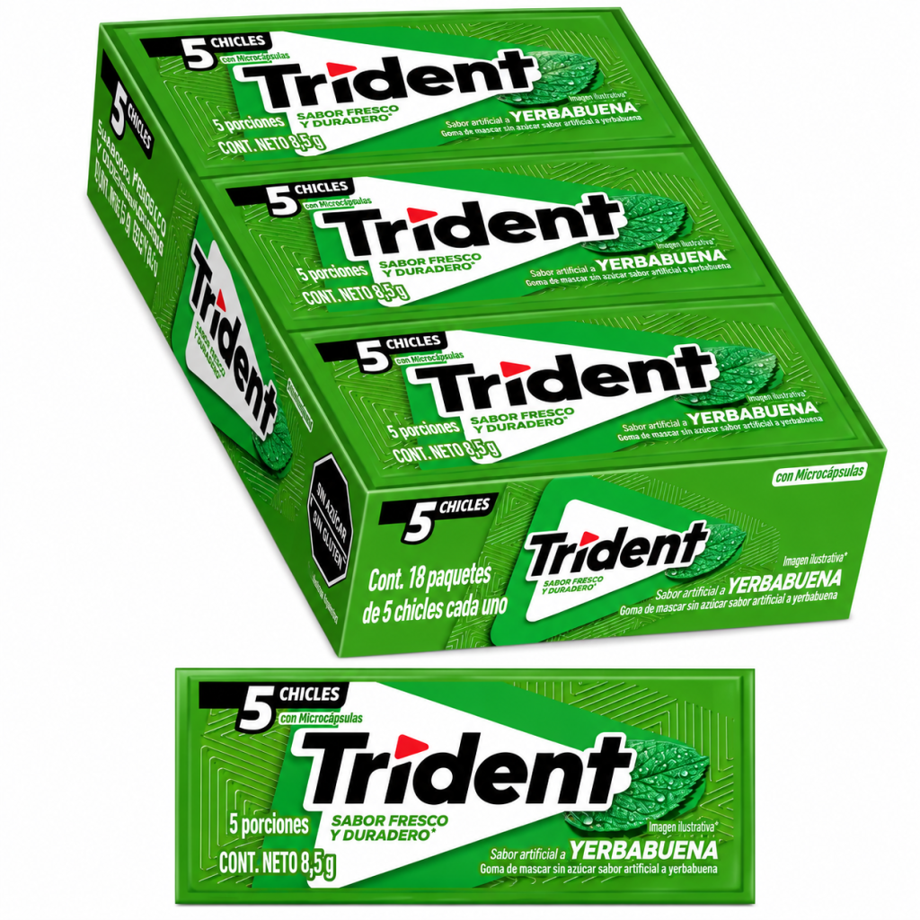 Chicle Trident Yerbabuena Display 18 Unidades
